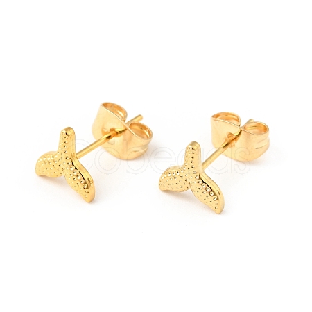 304 Stainless Steel Tiny Whale Tail Stud Earrings with 316 Stainless Steel Pins for Women EJEW-J043-15G-1