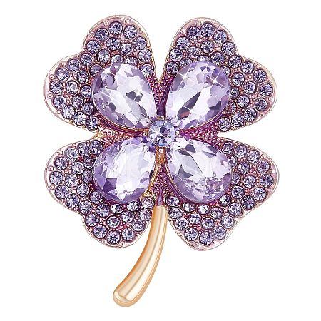 Cubic Zirconia Clover Brooch Pin JBR105D-1