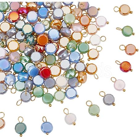 HOBBIESAY 120Pcs Electroplate Opaque Glass Charms FIND-HY0001-36-1