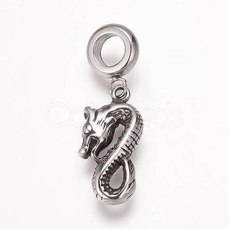 304 Stainless Steel European Dangle Charms OPDL-K002-AS-06-1