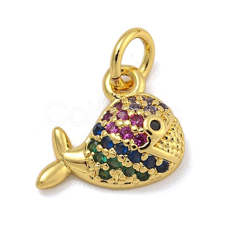 Rack Plating Brass Micro Pave Cubic Zirconia Charms KK-I718-03G-D-1