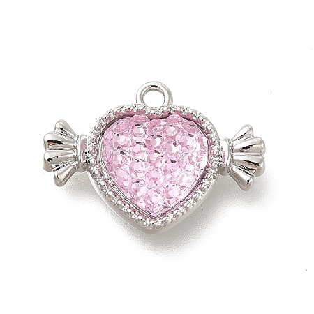 Transparent Pink Resin Rhinestone Charms FIND-B015-01A-P-1