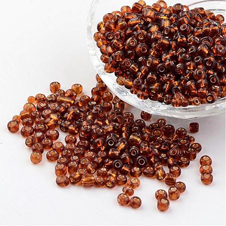 6/0 Round Silver Lined Round Hole Glass Seed Beads X-SEED-A005-4mm-53-1