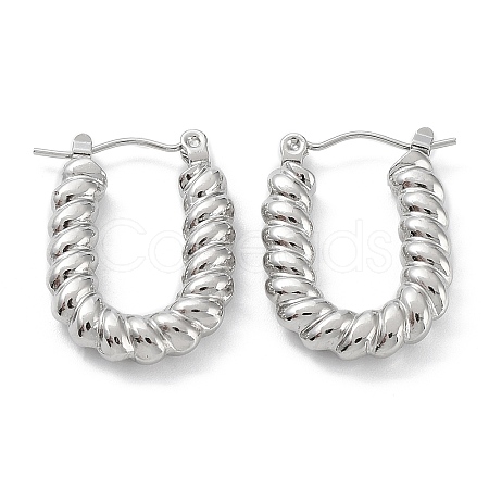 304 Stainless Steel Oval Hoop Earrings EJEW-K243-13P-1