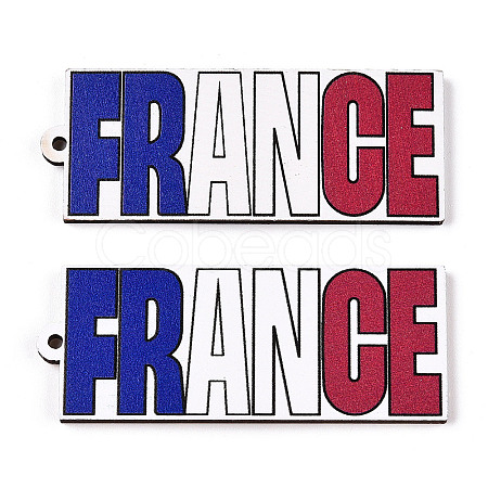 French Theme Printed Wood Pendants WOOD-N016-09-1