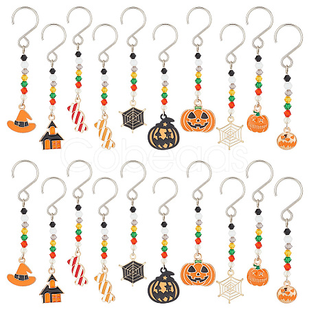 Halloween Theme Alloy Enamel Pendant Decorations HJEW-AB00251-1