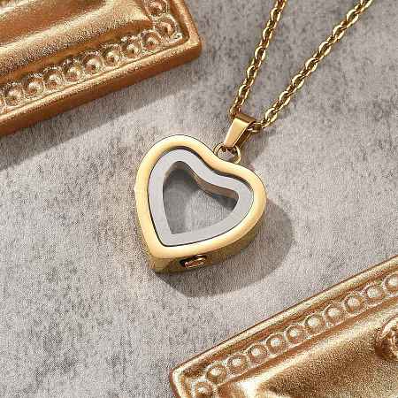 304 Stainless Steel Heart Urn Ashes Necklaces STAS-Z106-09G-03-1