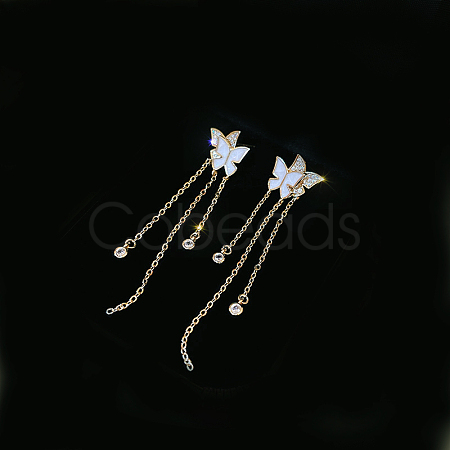 304 Stainless Steel Cable Chain Tassel Earrings EJEW-O098-07G-1