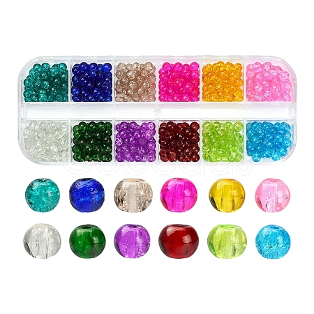 540Pcs 12 Colors Spray Painted Crackle Glass Beads Strands CCG-YW0001-08-1