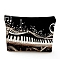 Polyester Wallet, Makeup Bag, with Zipper, Rectangle, Musical Note, 17x25cm