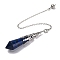 Natural Lapis Lazuli Pointed Dowsing Pendulum Big Pendants, Lead Free & Cadmium Free, with Platinum Tone Brass Findings, Hexagonal Cone, 265mm, Hole: 2mm