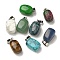 Natural & Synthetic Mixed Gemstone Pendants, with Stainless Steel Color Plated 201 Stainless Steel Snap on Bails, Rectangle, Mixed Dyed and Undyed, 20.5~21x11~11.5x11~12.5mm, Hole: 8x4mm