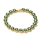 Rack Plating Brass Pave Cubic Zirconia Flower Link Chain Bracelets for Women, Lead Free & Cadmium Free, Real 18K Gold Plated, Green, 7-1/2 inch(19cm)