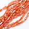 Faceted Rainbow Plated Teardrop Electroplated Glass Beads Strands, Orange Red, 10x4mm, Hole: 1mm, about 60pcs/strand, 23.6 inch