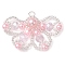 Seed Beads & Glass Pearl Beaded Charms, Butterfly Pendants, Misty Rose, 26x40x6mm