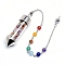 Natural Mixed Gemstone Pointed Dowsing Pendulum, Divination Supplies, Platinum, 210mm