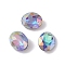 Glass Rhinestone Cabochons, Flat Back & Back Plated, Faceted, Oval, Bermuda Blue, 10x8x4.5mm