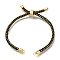 Braided Cotton Cord Slider Bracelet Making, with Rack Plating Brass Findings, Real 18K Gold Plated, Midnight Blue, 8-5/8x1/8 inch(22x0.3cm), Hole: 2mm