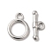 Non-Tarnish 304 Stainless Steel Toggle Clasps, Ring, Stainless Steel Color, Ring: 15.5x12x2mm, Hole: 2mm, Bar: 17x7x3mm, Hole: 2.5mm