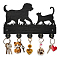 Wood & Iron Wall Mounted Hook Hangers, Decorative Organizer Rack, with 2Pcs Screws, 5 Hooks for Bag Clothes Key Scarf Hanging Holder, Dog, 200x300x7mm.