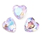 Glass Rhinestone Cabochons, Flat Back & Back Plated, Faceted, Heart, Vitrail Light, 10x10x5mm