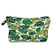 Leaf Pattern Polyester Waterpoof Makeup Storage Bag, Multi-functional Travel Toilet Bag, Clutch Bag with Zipper for Women, Green, 22x18cm