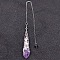 Natural Amethyst Pointed Dowsing Pendulums, Terdrop, Platinum, 500~600mm