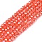 Electroplate Glass Beads Strands, Opaque Solid Color, AB Color Plated, Faceted, Rondelle, Tomato, 2.9~3.3x2mm, Hole: 0.8mm, about 148~150pcs/strand, 39.5~40cm