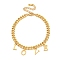 Brass Charm Bracelets for Women, Real 18K Glod Plated, Word Love, 6-3/4 inch(17.2cm), Pendant: 9~9.5x3~7mm 