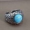 Men's Fashion Synthetic Turquoise Ring Zinc Alloy Hip-hop Ring, Antique Silver, show in picture