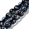 Handmade Dichroic Foil Glass Beads Strands, Rondelle, Dark Blue, 10mm, Hole: 1.5mm, about 40pcs/strand, 15.28''(38.8cm)