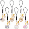 Cat Shape Alloy Enamel Pendant Decorations, Nylon Cord Hanging Decorations, Mixed Color, 100mm, 6 style, 2pcs/style, 12pcs/set