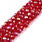 Electroplate Glass Beads Strands, AB Color Plated, Faceted, Rondelle, Red, 6x5mm, Hole: 1mm, about 84~85pcs/strand, 16.34~16.54 inch(41.5~42cm)