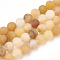 Natural Topaz Jade Beads Strands, Frosted, Round, 12mm, Hole: 1.5mm, about 31~33pcs/strand, 14.9~15.1 inch(38~38.5cm)