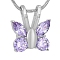 Stainless Steel Cremation Box Pet Memorial Pendant Necklaces, Butterfly Rhinestone Urn Ashes Pendants Necklaces for Women Men, Stainless Steel Color, Violet, 21.65 inch(55cm)