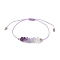 Gemstone Braided Bead Bracelet, Purple, Inner Diameter: 3 inch(7.5cm)