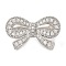 Brass Micro Pave Clear Cubic Zirconia Fold Over Clasps, Bowknot, Platinum, 15x24.5x9.5mm, Hole: 1.4mm