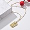 304 Stainless Steel Rectangle Snake Pendant Satellite Chain Necklace for Women, Golden, 16.14 inch(41cm)