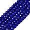 Opaque Solid Color Imitation Jade Glass Beads Strands, Faceted, Rondelle, Blue, 2.9~3.3x2mm, Hole: 0.8mm,  about 148~150pcs/strand, 39.5~40cm