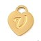 Ion Plating(IP) 304 Stainless Steel Pendants, Laser Cut, Heart with Letter Charm, Golden, Letter U, 15x12x1mm, Hole: 3x3.5mm