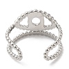 304 Stainless Steel Hollow Evil Eye Open Cuff Ring for Women RJEW-I098-09P-3