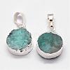 Electroplated Natural & Dyed Druzy Agate Pendants G-N0167-018A-2