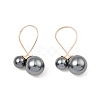 Shell Pearl Round Dangle Stud Earrings EJEW-Z024-07G-1