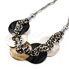 Spray Painted Disc Freshwater Shell & Acrylic Beaed Bib Necklaces NJEW-S427-01P-03-2