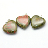 Heart Natural Unakite Pendants G-Q438-07-2