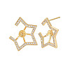 Brass Micro Pave Clear Cubic Zirconia Stud Earring Findings KK-S364-056-3