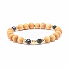 Natural Wood & Gemstone Beaded Stretch Bracelet BJEW-JB07820-4