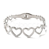 Titanium Steel Crystal Rhinestone Hollow Heart Hinged Bangles for Women BJEW-G719-19P-2