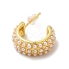 Rack Plating C-Shaped Brass Stud Earrings with Plastic Imitation Pearl Beaded for Women EJEW-G342-07G-1