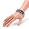 2Pcs 2 Style Natural Lava Rock & Synthetic Howlite & Hematite Stretch Bracelets Set with Alloy Crown BJEW-JB08482-3